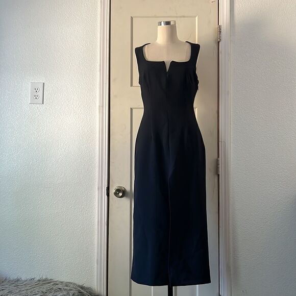 Zara  SLIM Black DRESS WITH SQUARE NECKLINE Sz-Small - Picture 11 of 16